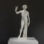 Estatua de Dionisio, escultura clásica en resina con acabado de mármol.