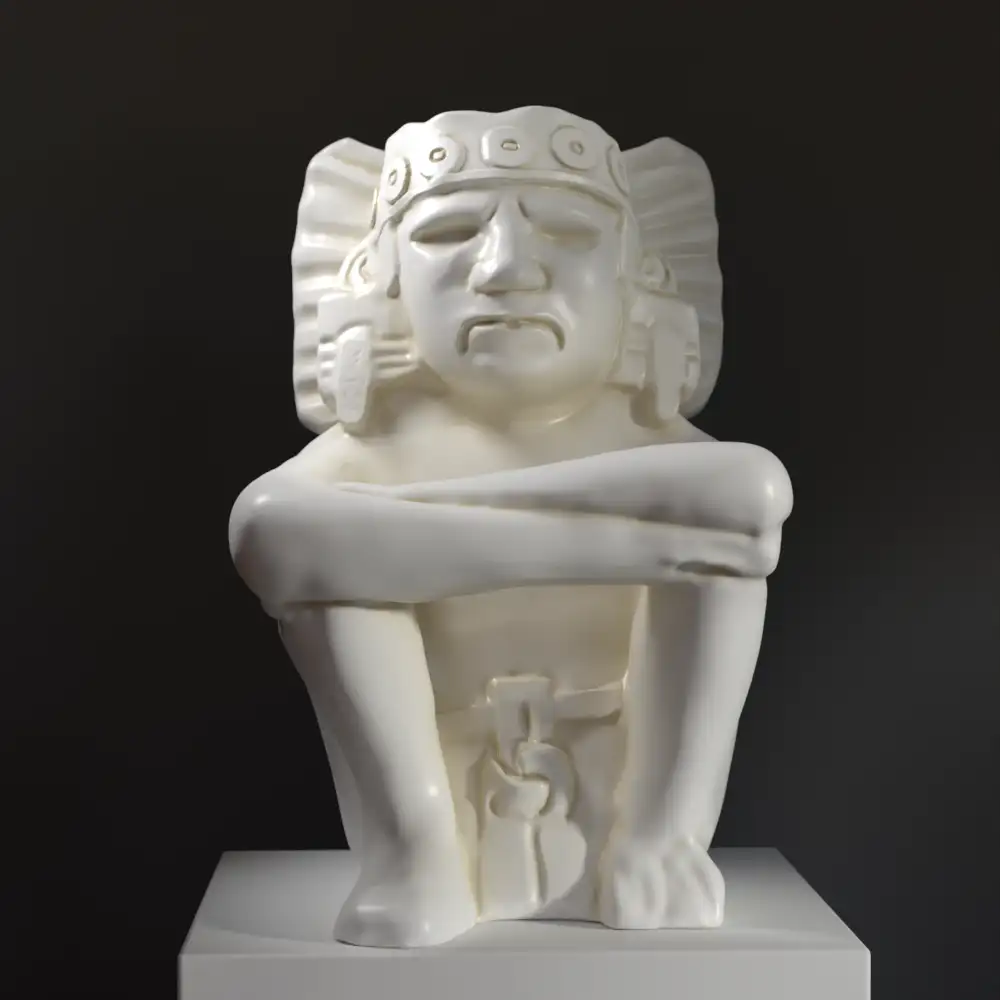 Escultura de la Figura de Piedra Sentada de Xiuhtecuhtli, Dios del Fuego azteca.