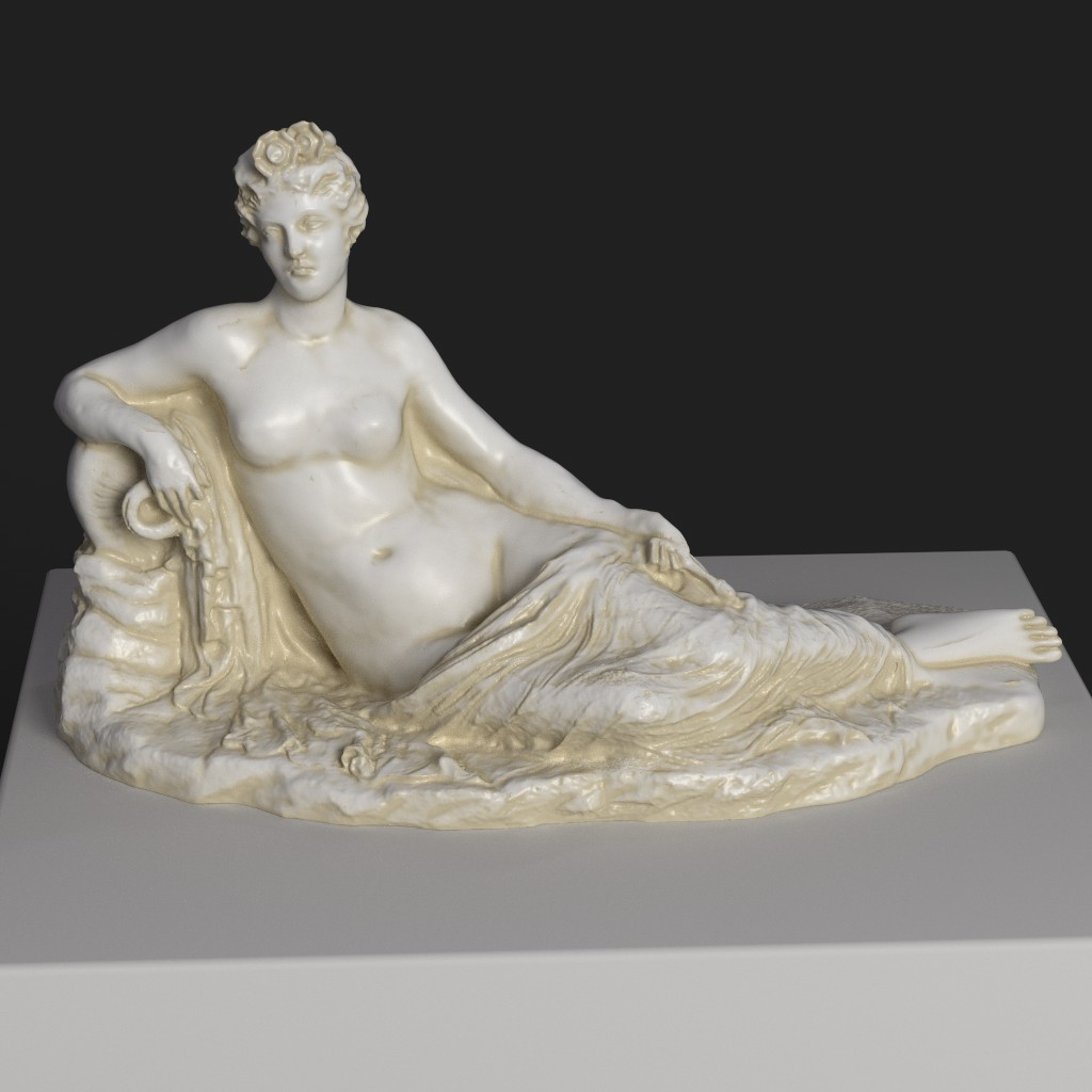 Escultura de La Nymphe de la Seine en resina con acabado de pátina.