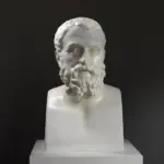 Busto del Retrato No Identificado conocido como Solón, escultura clásica en resina con acabado de pátina.