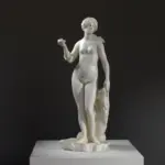 Escultura de Venus Met Schelp en resina con acabado en mármol y bronce.