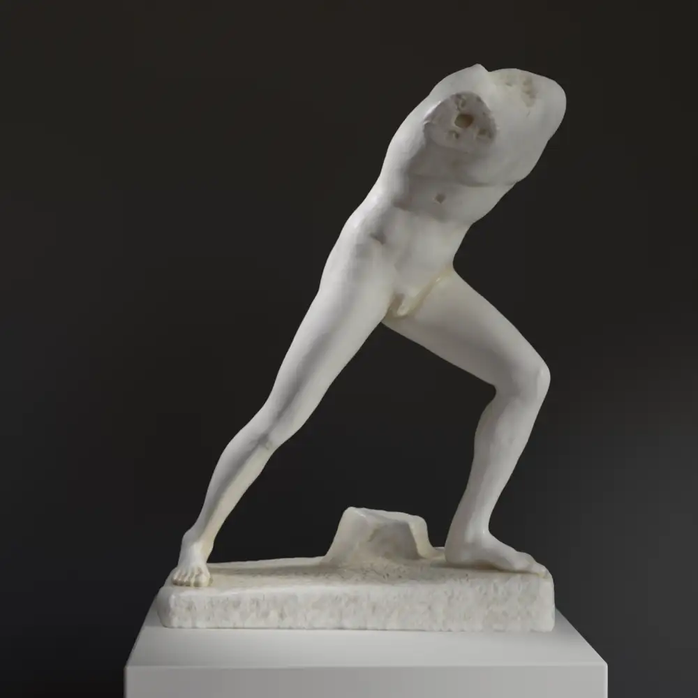 Escultura del Niobida Herido en resina con efecto de pátina.