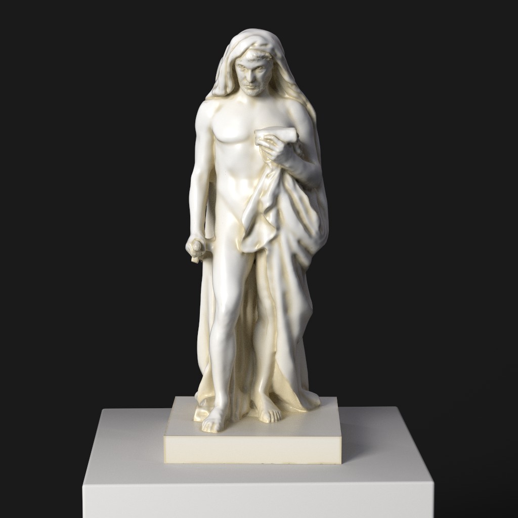 Escultura de Cato el Joven leyendo el Fedón antes de suicidarse.