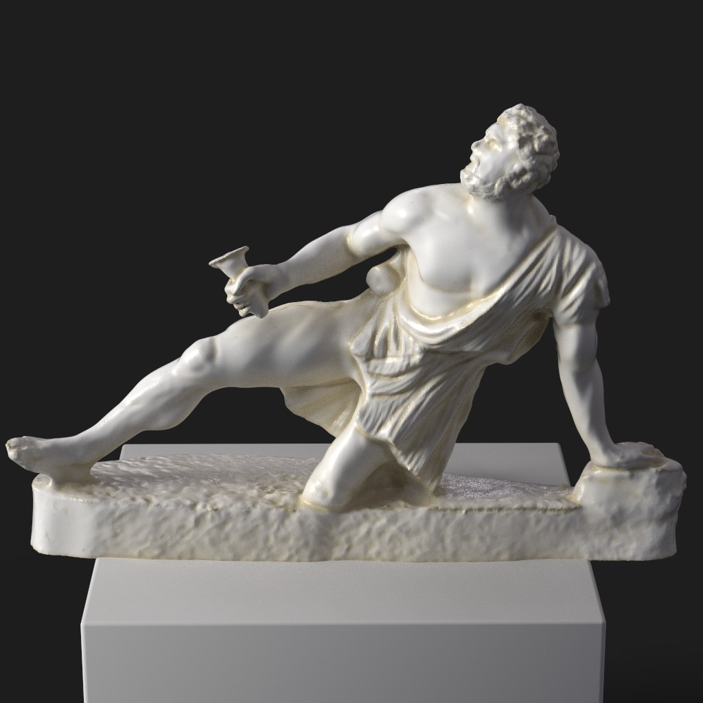 Escultura del Hombre Galo Colapsado en resina con pátina de mármol y bronce.