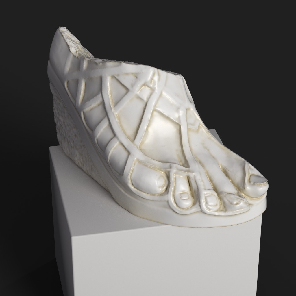Escultura del Pie Colosal de Mármol en el Museo Británico de Londres