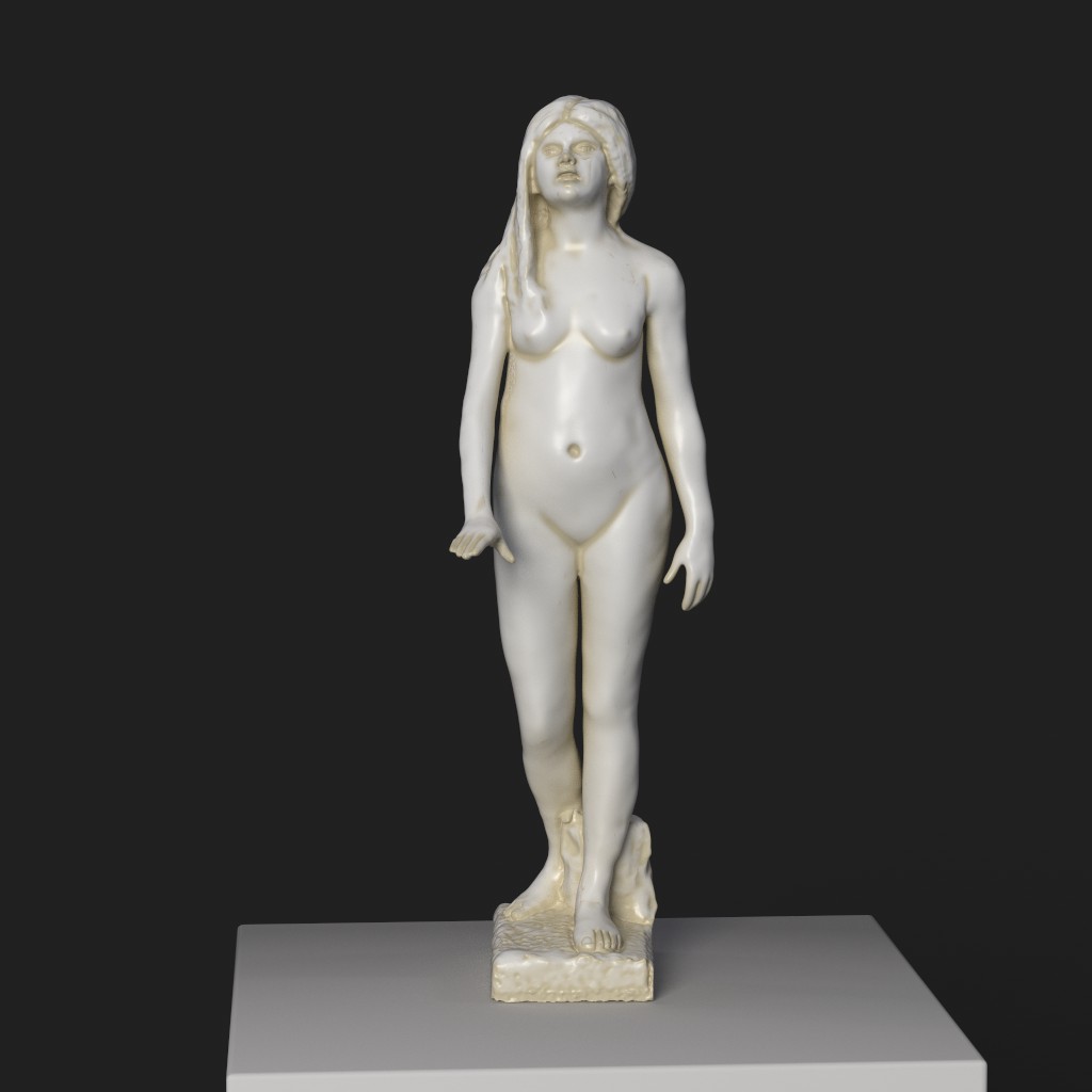 Escultura de Fate-Led de Albert Toft, mostrando detalles en resina con efecto de mármol y bronce.