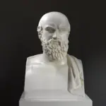 Busto de Esquilo en resina con efecto de mármol y bronce.
