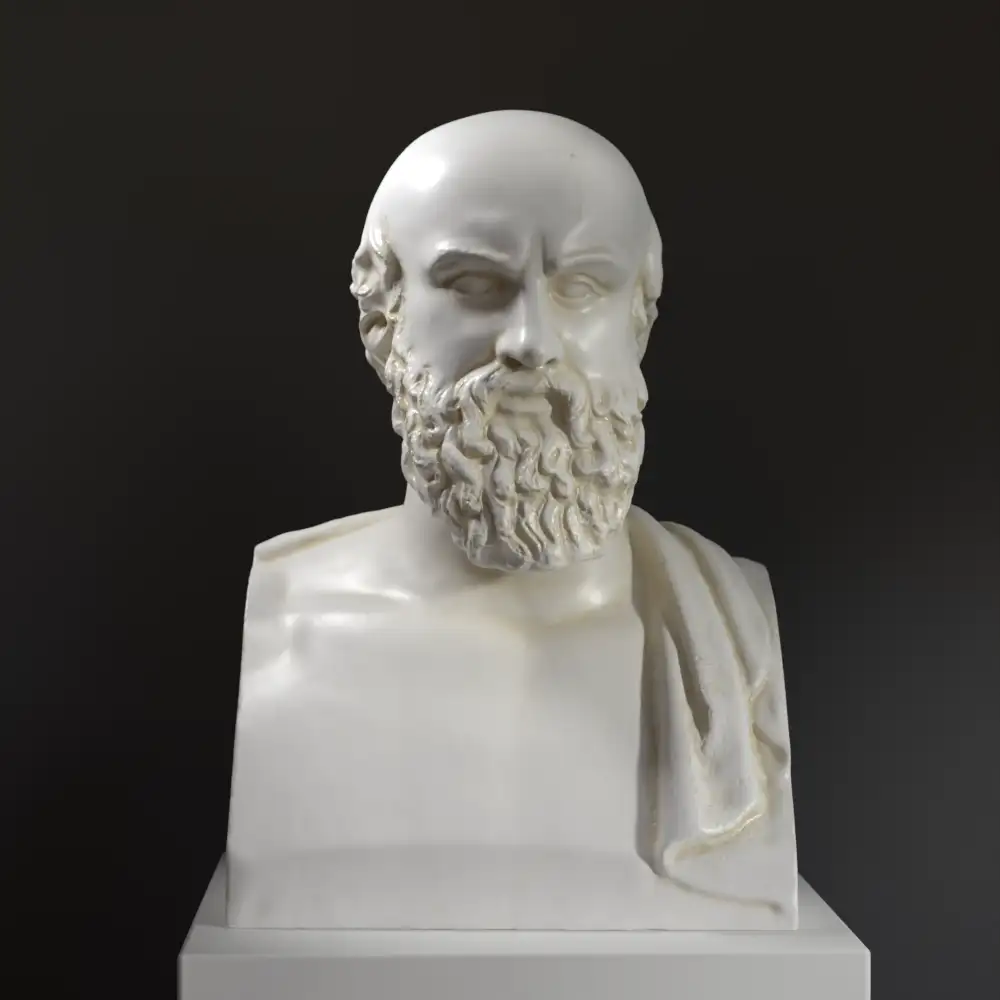 Busto de Esquilo en resina con efecto de mármol y bronce.