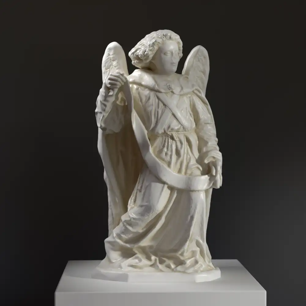Escultura del Ángel sosteniendo un Filacteria en el Musée des Beaux-Arts de Lyon