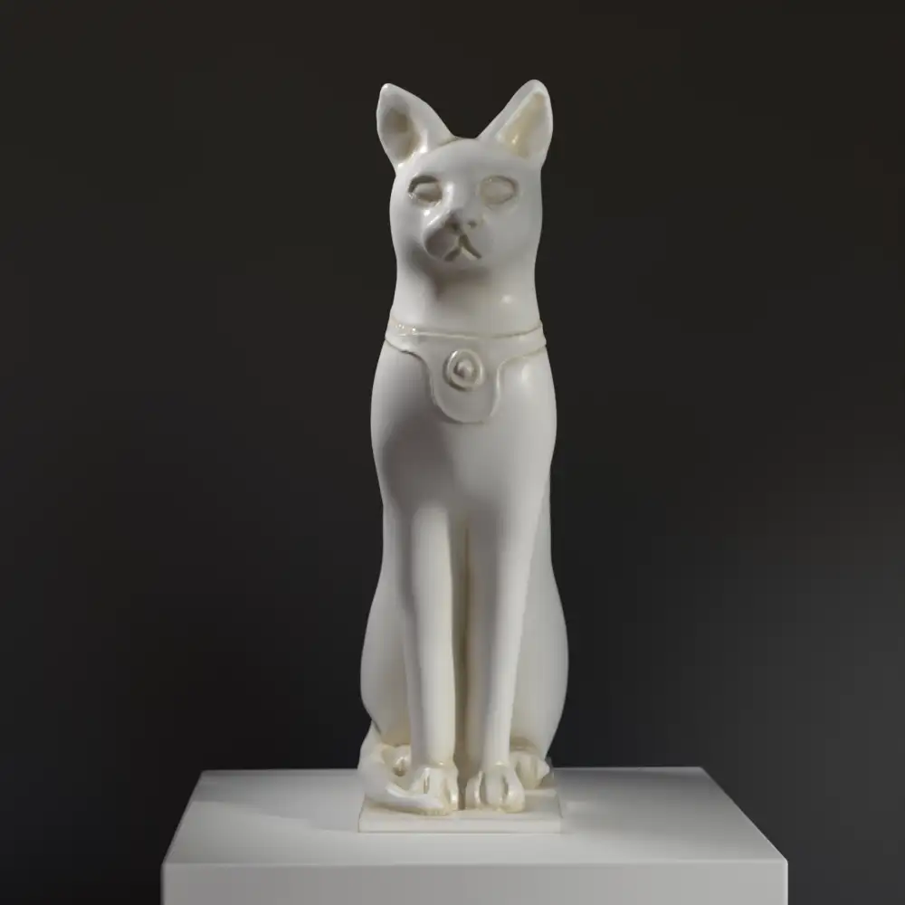 Escultura del Gato Egipcio en resina con acabado de pátina.