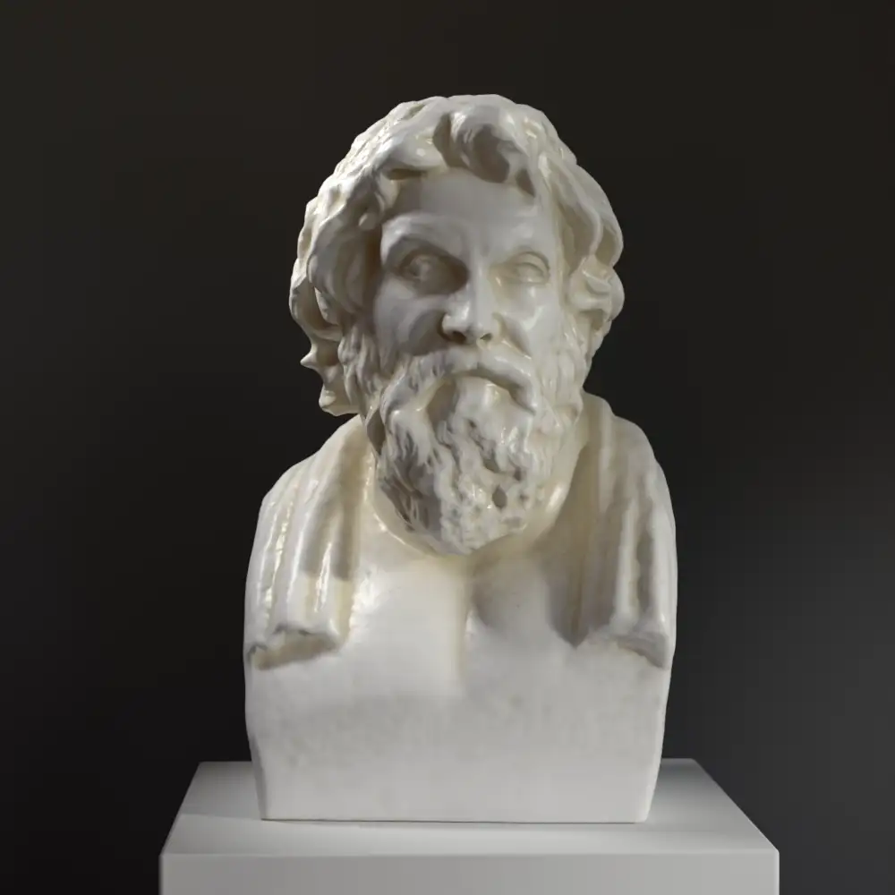 Busto de Antisthenes en resina con acabado de pátina.