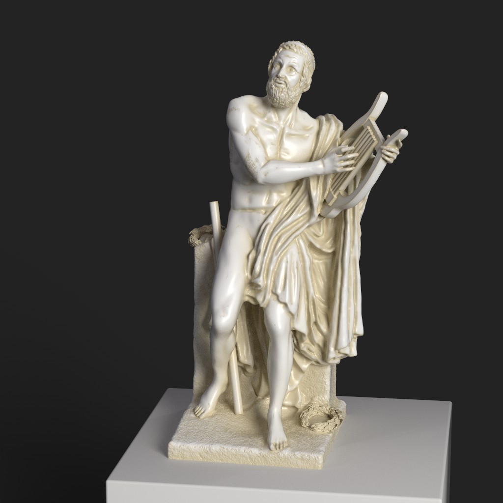Escultura de Homero en el Louvre, réplica en resina con acabado de mármol.