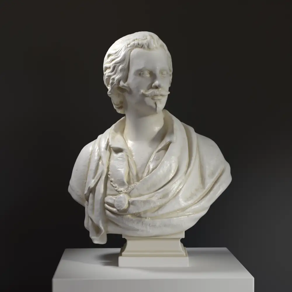 Busto de Antoon Van Dyck en resina con detalles intrincados.