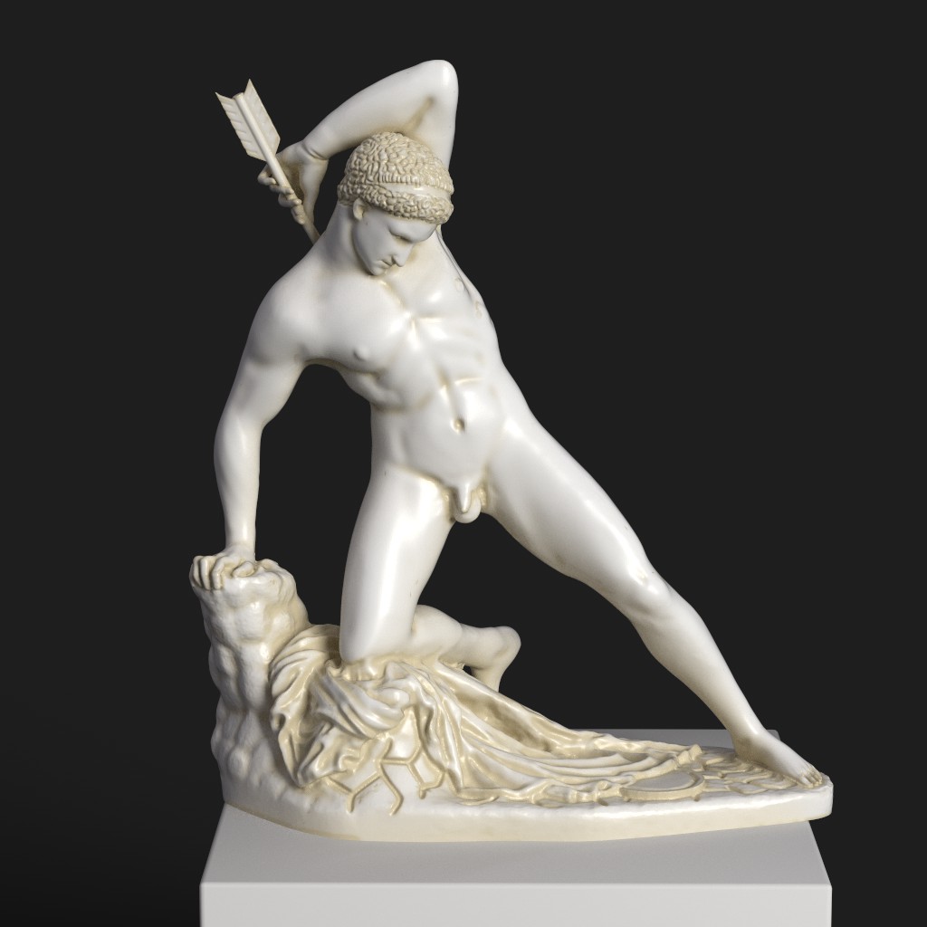 Escultura del Niobida Herido en El Louvre de París, representando la angustia y la belleza del arte clásico.