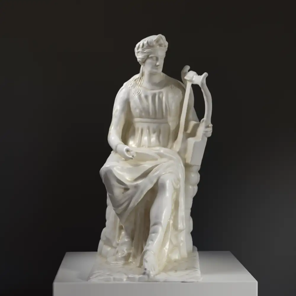 Escultura de Apolo Citharista en resina con detalles intrincados.