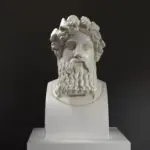 Busto de Hera Arcaizante de Dionisio en resina con acabado de pátina.