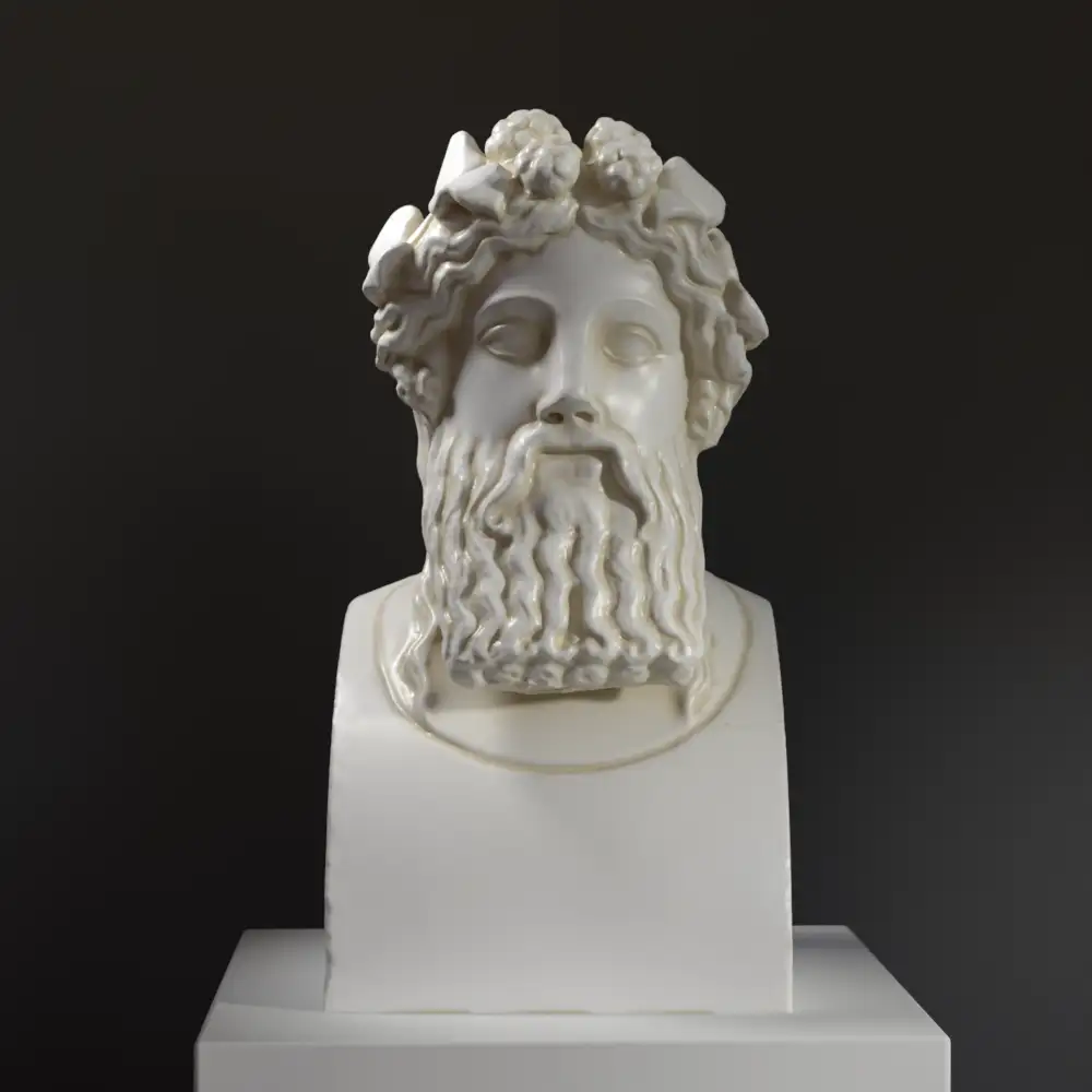 Busto de Hera Arcaizante de Dionisio en resina con acabado de pátina.