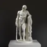 Escultura de Aristeo, dios de los jardines, en resina con pátina de mármol y bronce.