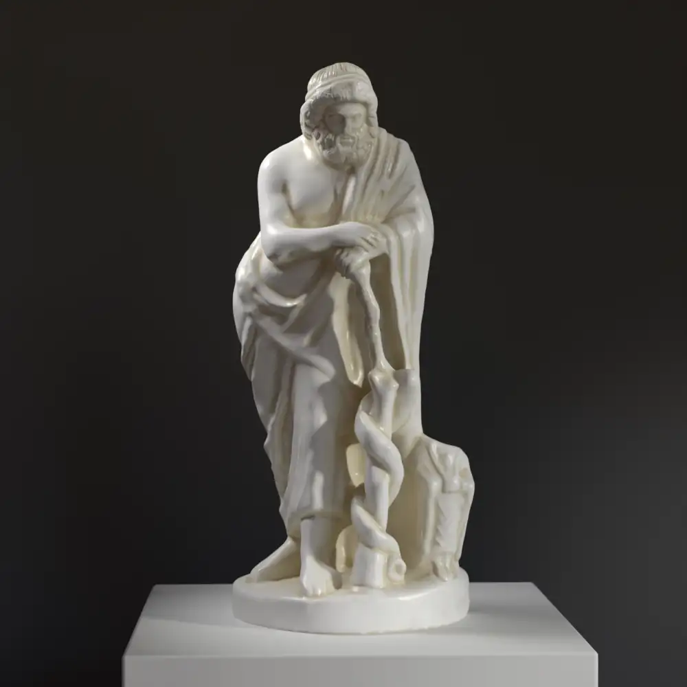 Escultura de Asclepio en el Museo Británico de Londres, representando al dios de la sanación.