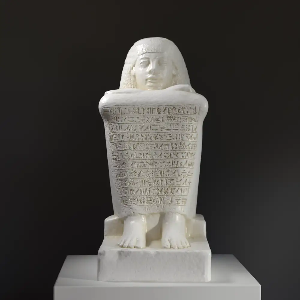 Escultura de la Estatua de Bloque de Amenhotep en resina de alta calidad.
