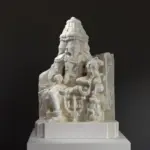 Escultura de Brahma en resina con efecto de mármol y bronce.