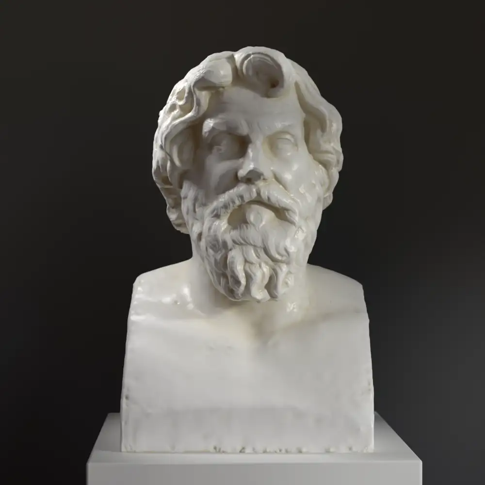 Busto de Antisthenes en resina con acabado de pátina.
