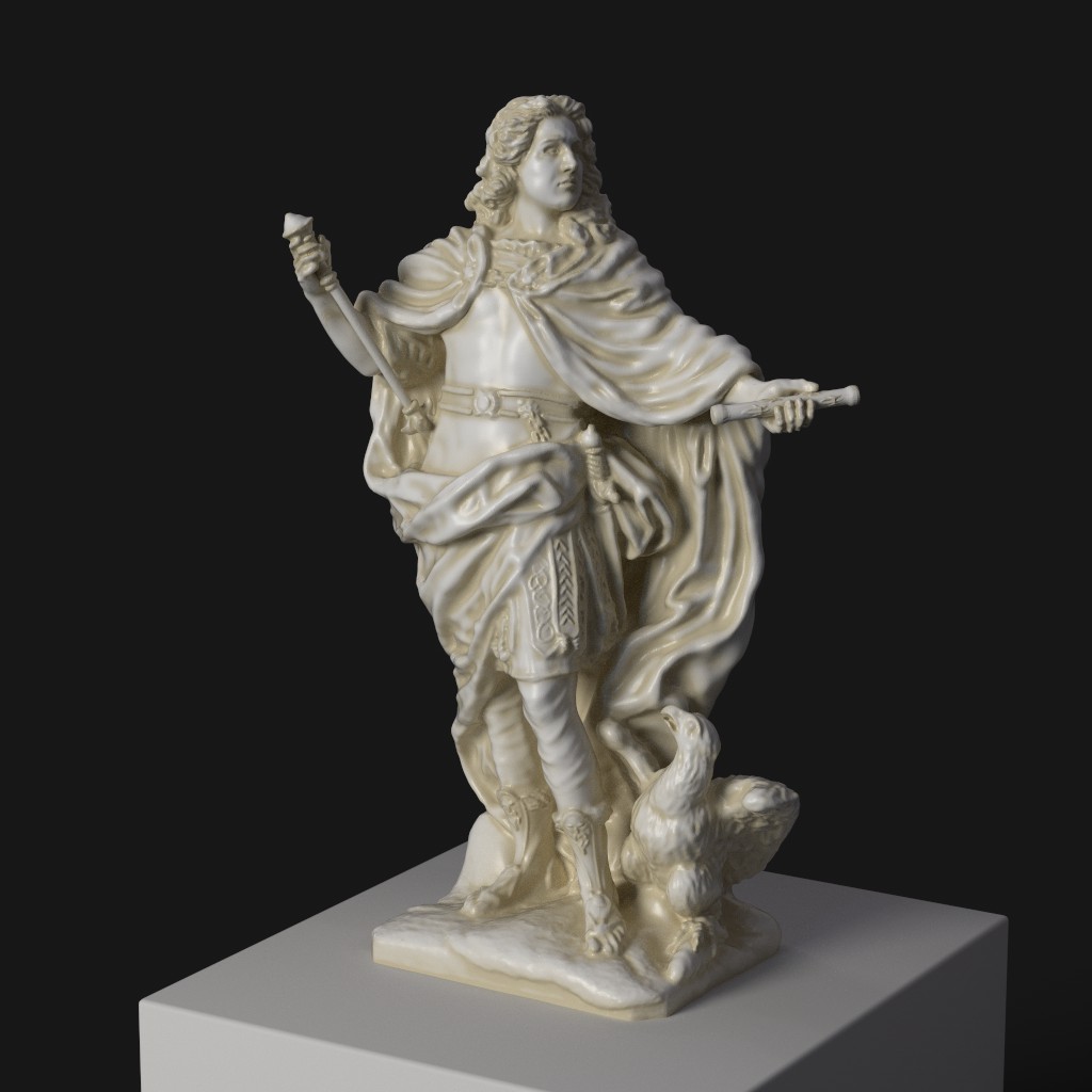 Escultura de Luis XV como Júpiter en El Louvre de París