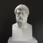 Busto de Sófocles en resina con acabado de mármol.