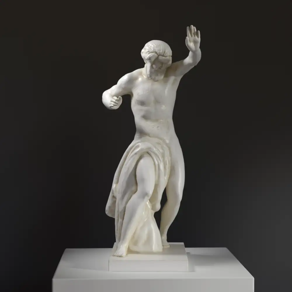 Escultura de Caín Maldito en resina con acabado de mármol y bronce.