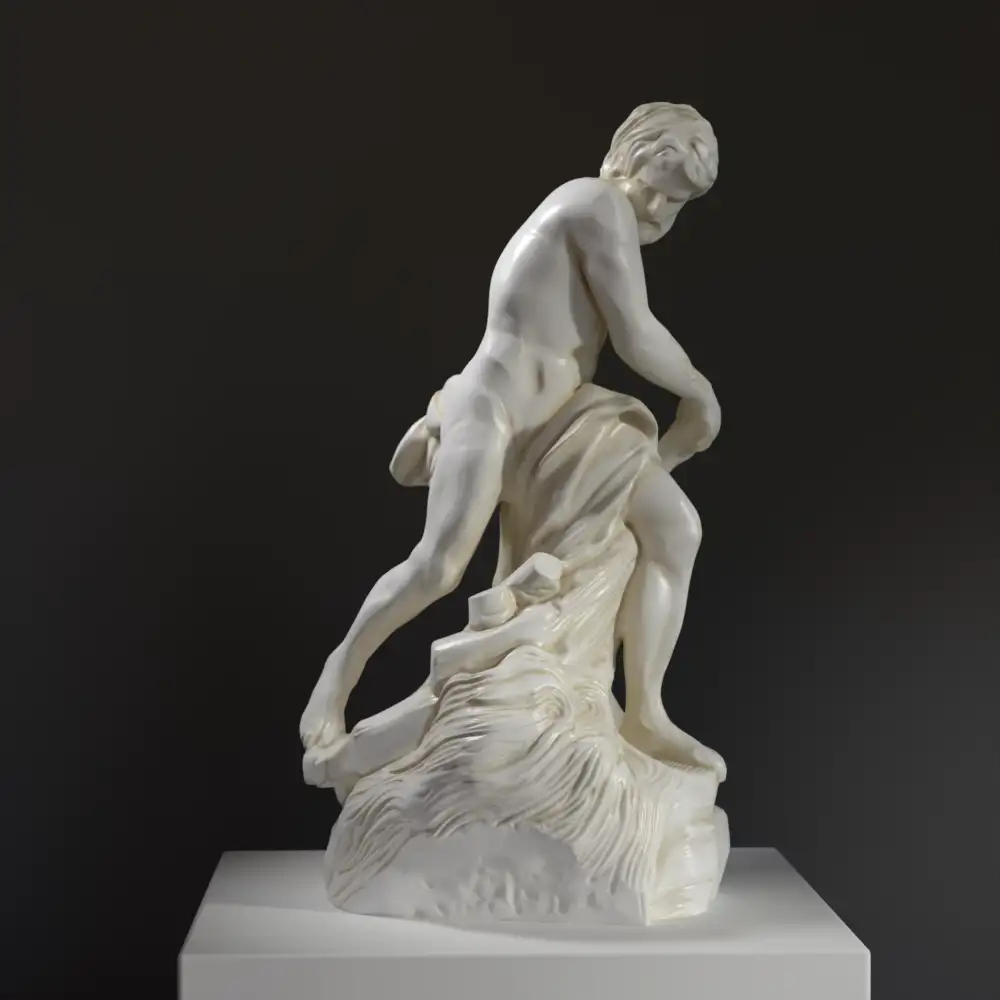 Escultura de Caronte en El Louvre de París, representando al barquero del inframundo griego.