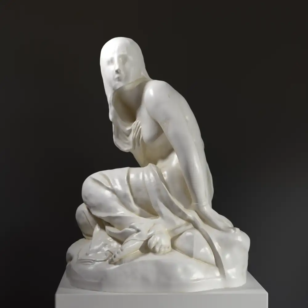 Escultura del Esclavo Circasiano en resina con acabado de mármol.