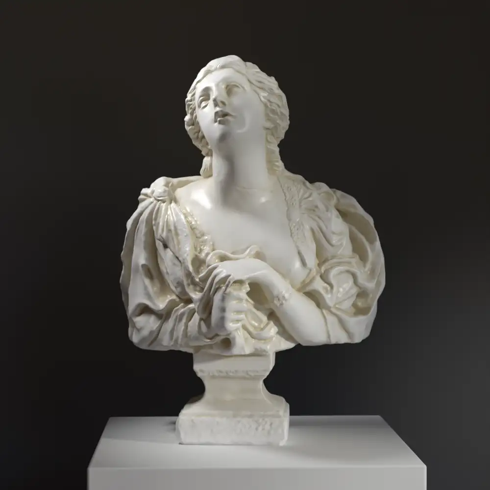 Busto de Cleopatra muriendo en resina con detalles realistas.