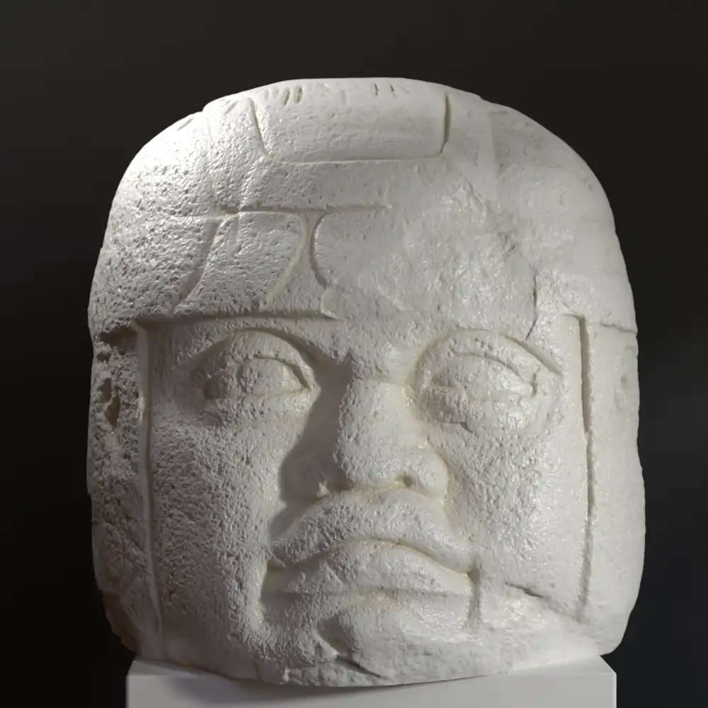 Busto del Monumento de Cabeza Colosal, escultura olmeca en resina.