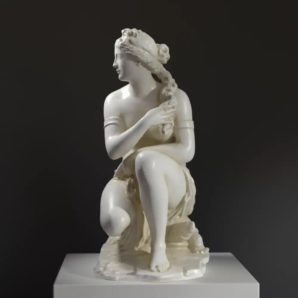 Escultura de Afrodita Agachada en el Louvre Lens