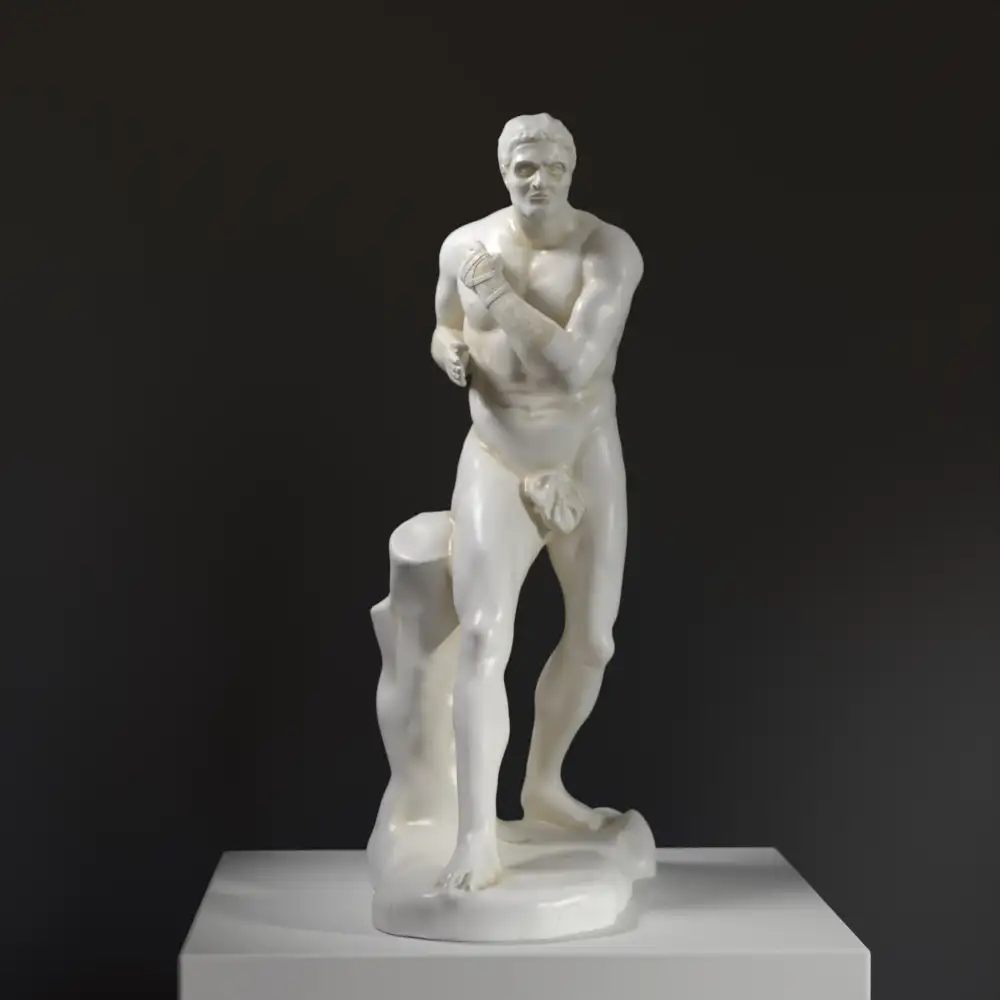 Escultura de Damoxenos, réplica en resina con efecto de mármol y bronce.