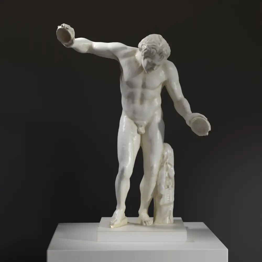 Réplica de la Escultura del Sátiro Danza, inspirada en la obra 'Invitación a la danza'.