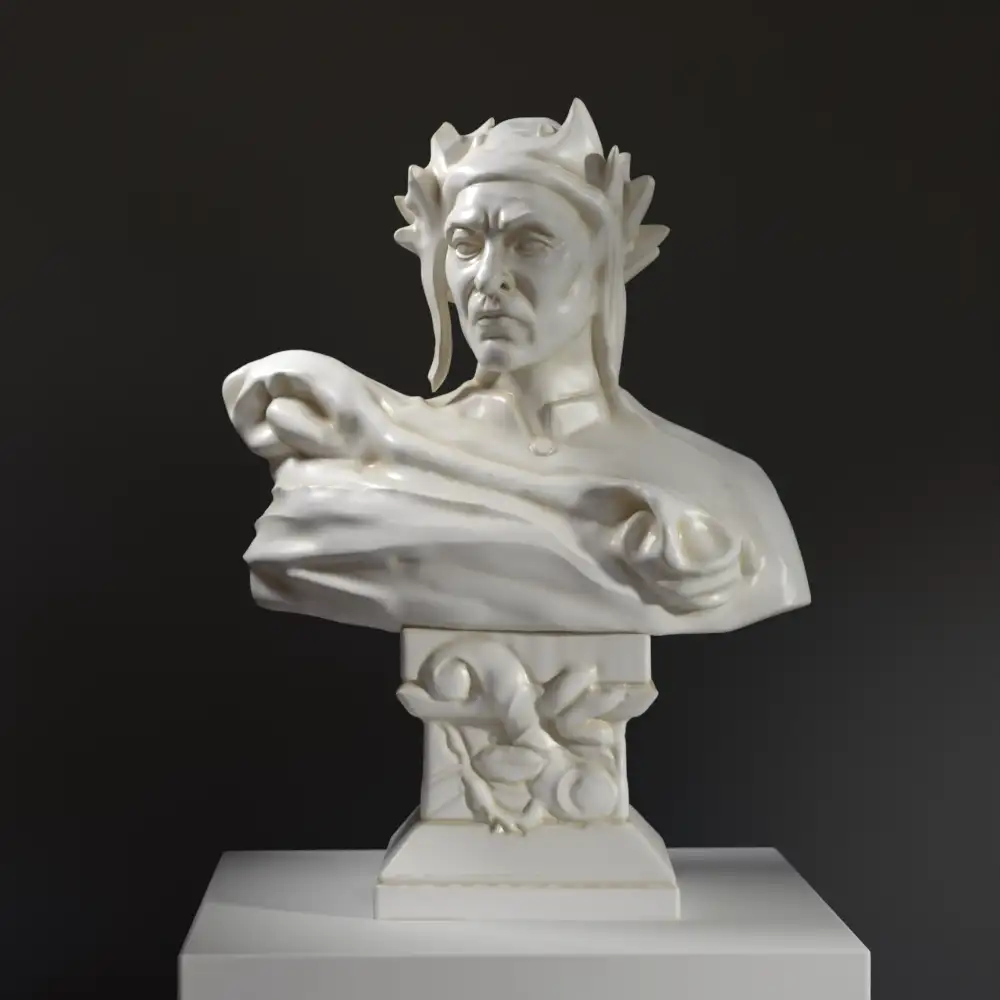 Busto de Dante en el Palais des Beaux-Arts de Lille, escultura clásica.