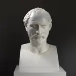 Busto de Demóstenes en resina con pátina que imita mármol y bronce.