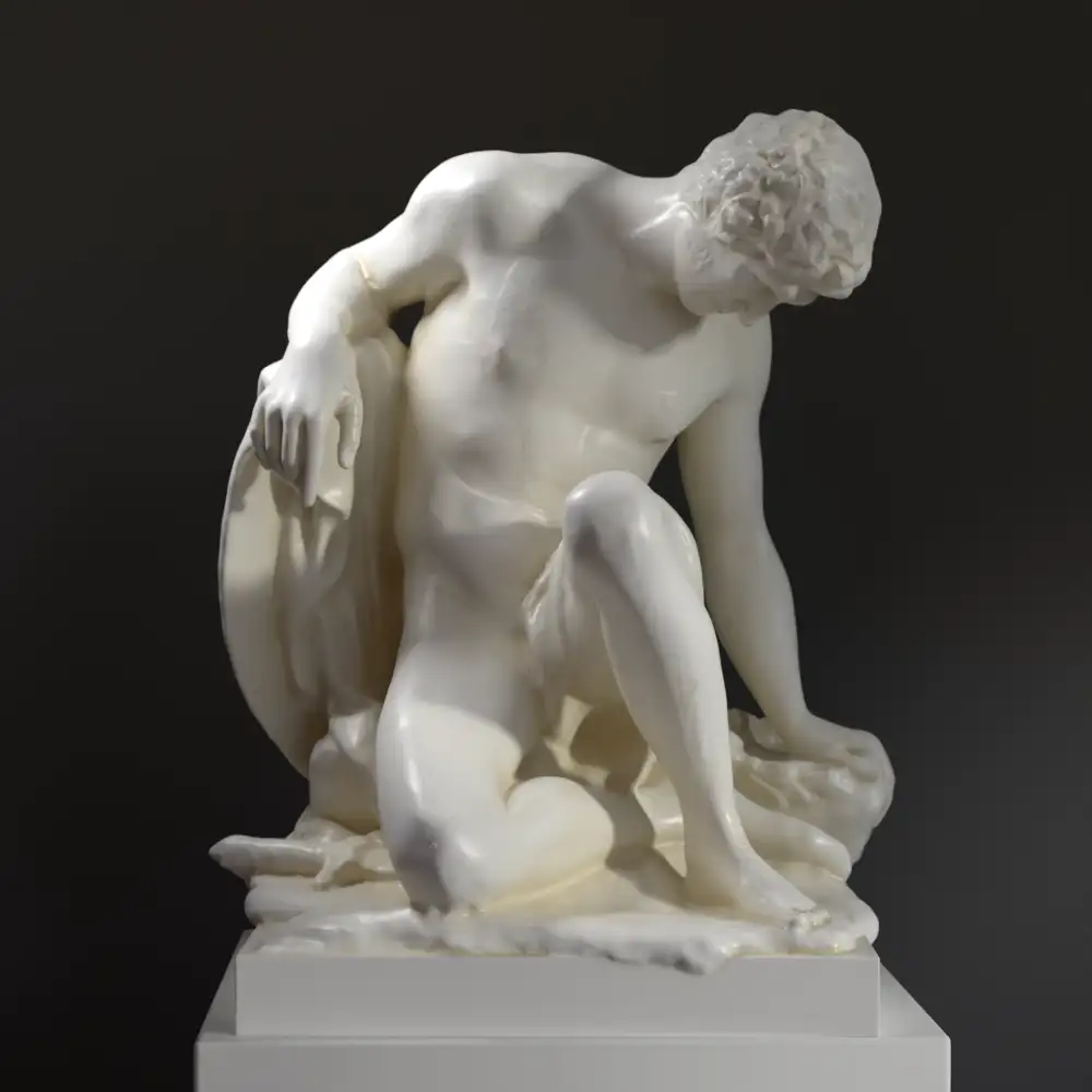 Escultura del Gladiador Moribundo en el Louvre de París, réplica en resina.