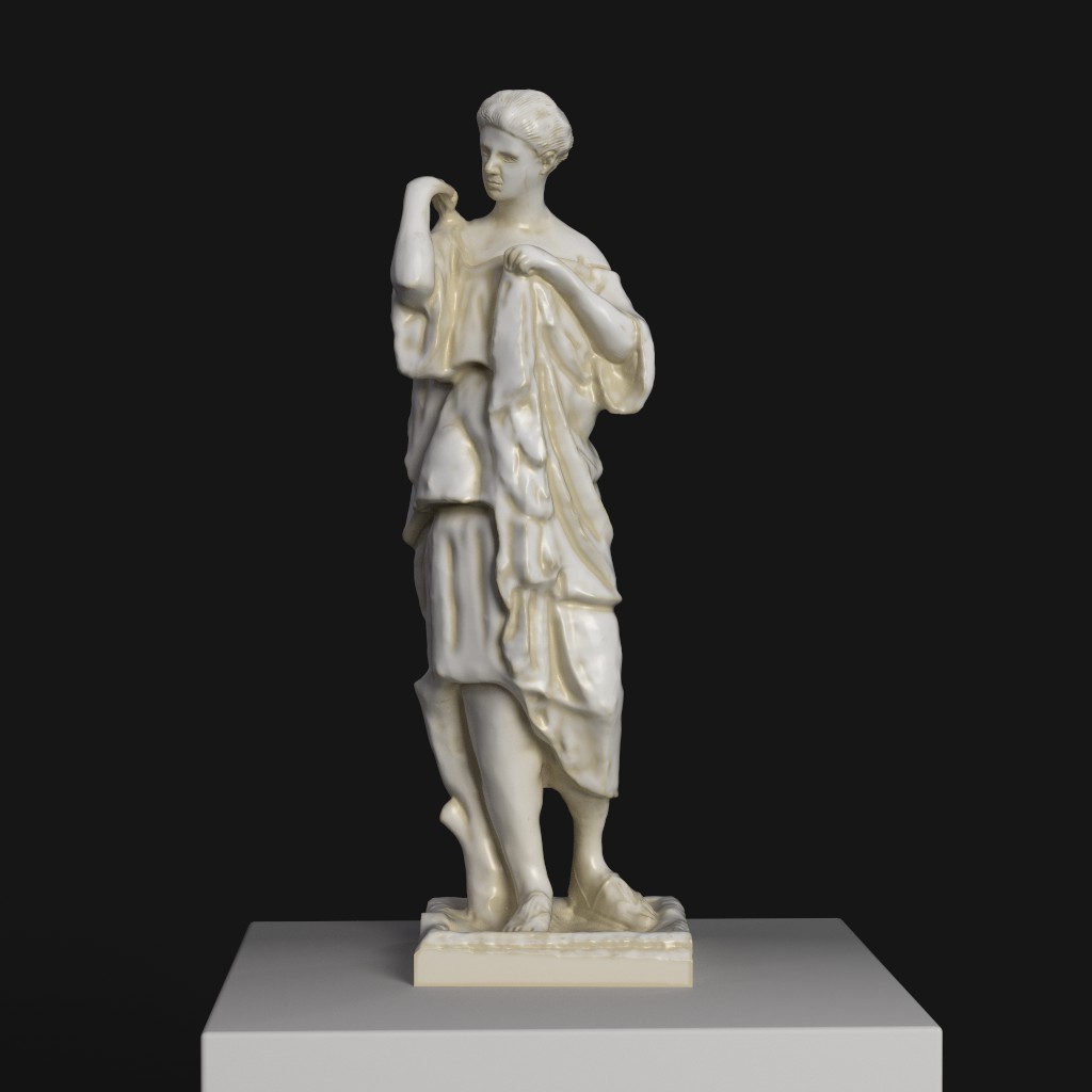 Escultura de Artemisa de Gabii en resina con efecto de mármol y bronce.