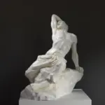 Escultura de la Explosión en las Minas de Greber, mostrando un hombre en una pose de desesperación.