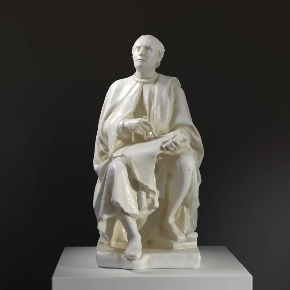 Escultura de Filippo Brunelleschi en resina con acabado de mármol y bronce.