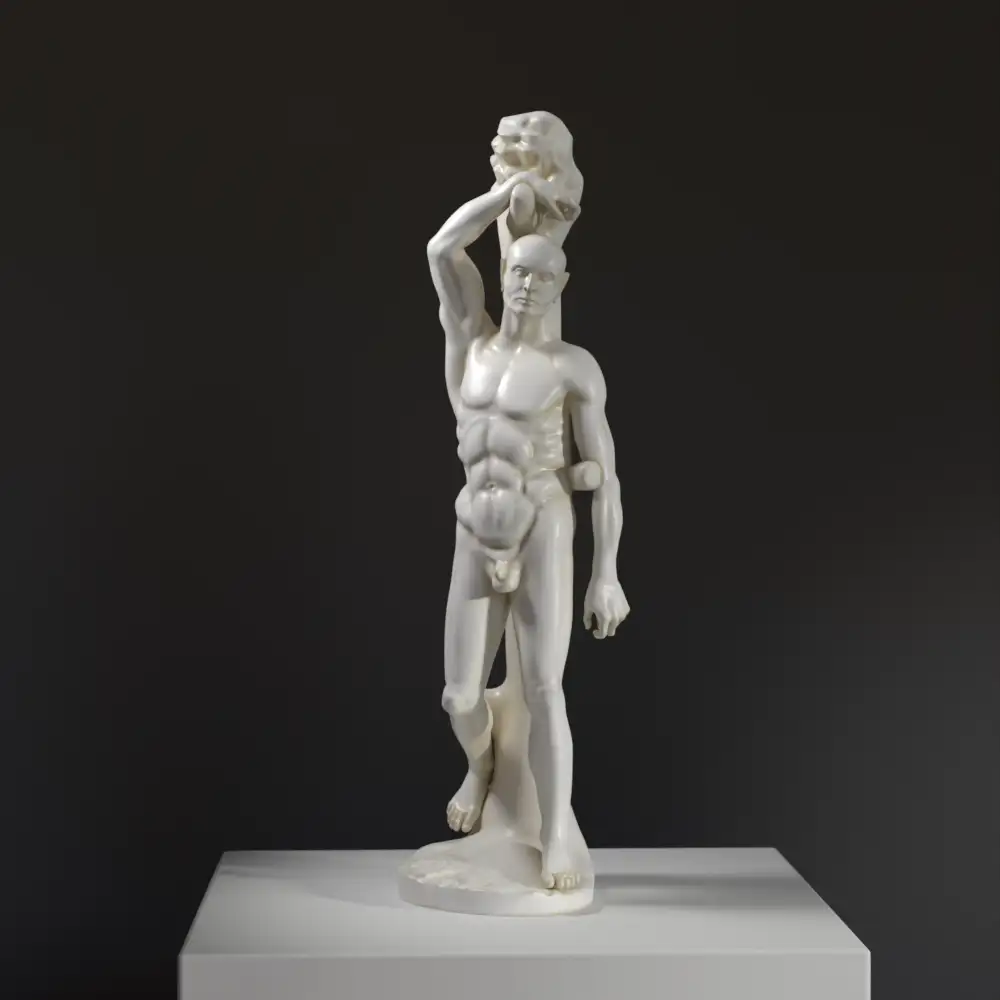 Escultura de Marsias Desollado en resina con acabado de mármol y bronce.