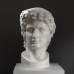 Busto de Gaius Julius Caesar Augustus en resina, mostrando detalles intrincados.