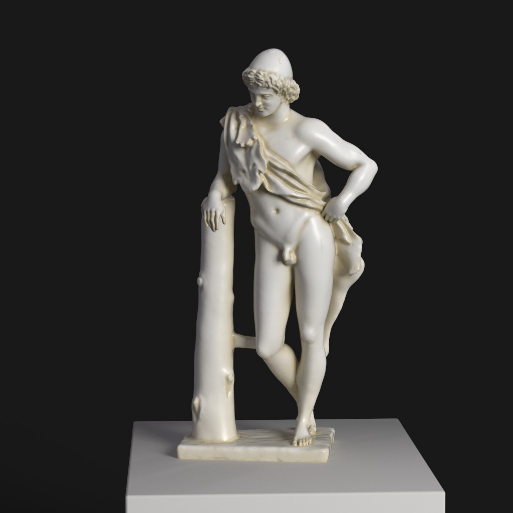 Escultura del Sátiro Reposando con detalles de pantera y pose relajada.
