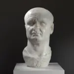 Busto de la Cabeza de una estatua de mármol de Vespasiano en resina con efecto de pátina.