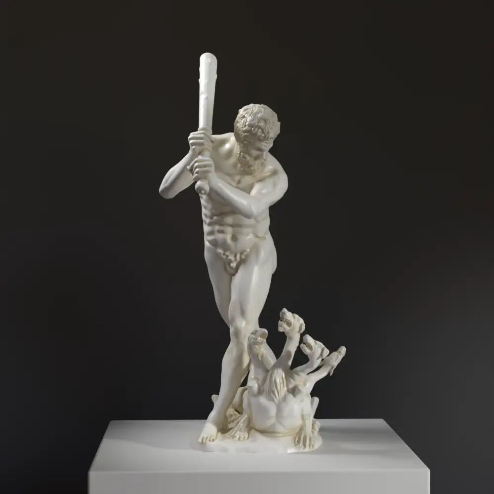 Escultura de Hércules matando a la Hidra en el Louvre de París