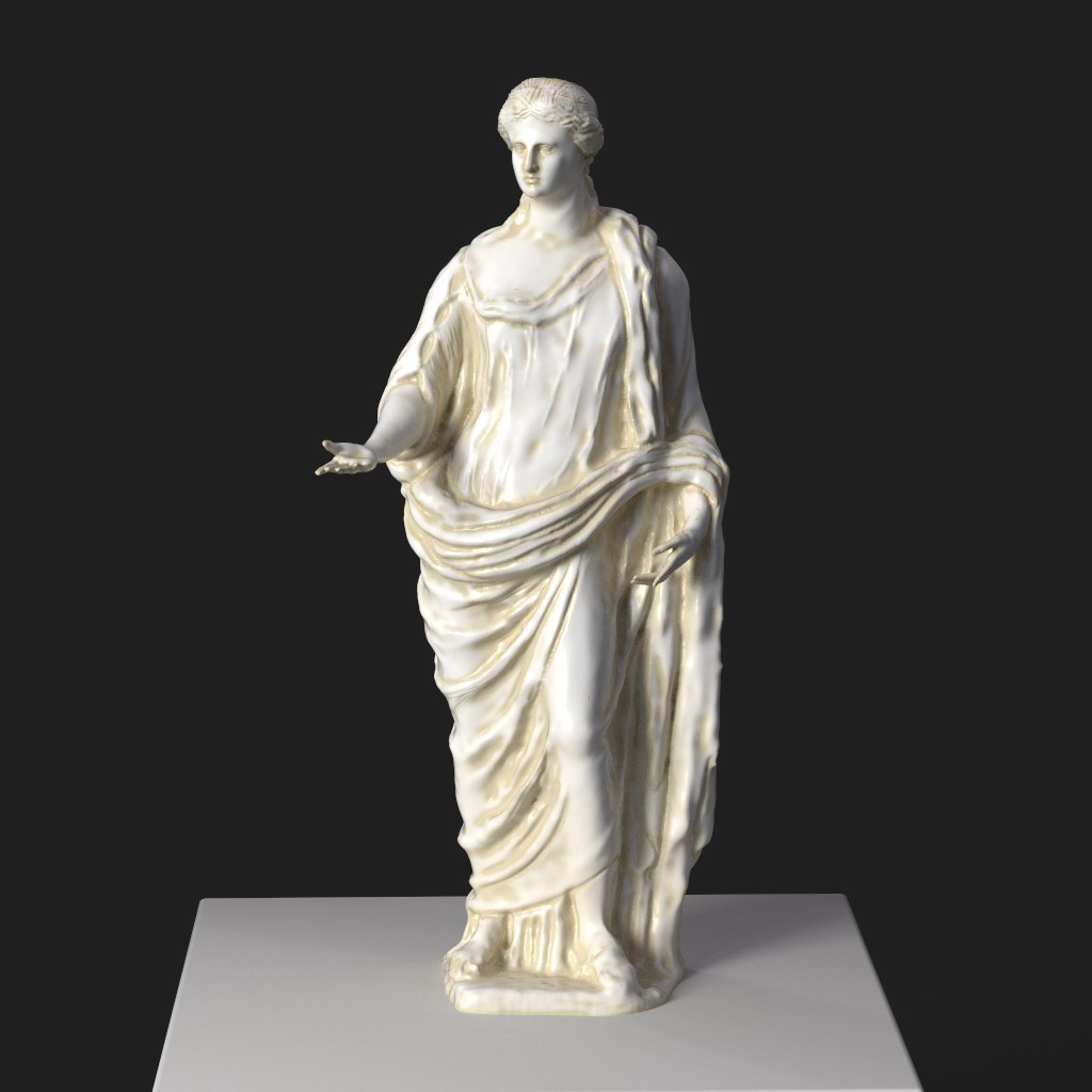 Estatua de Deméter, diosa de la agricultura, en resina con acabado de mármol.