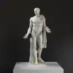 Escultura de Marco Nonio Balbo representado como un héroe en resina.