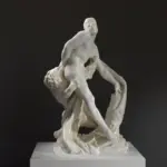 Escultura de Milo de Croton en el Louvre de París, réplica detallada.